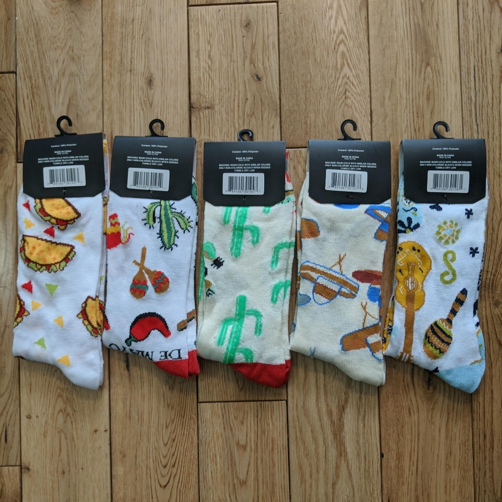 5 Pairs of Cinco de Mayo Theme Socks